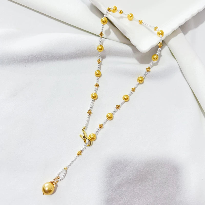 Silver 925 Women's Fine Jewelry Necklace White Gold Pearl with Multiple Wearing Methods Custom Design for Weddings Parties Gifts