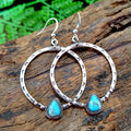 CAOSHI Metal Silver Hollow Big Circle Drop Earrings Vintage Pendientes Inlaid Blue Stone Women Bohemian Earrings