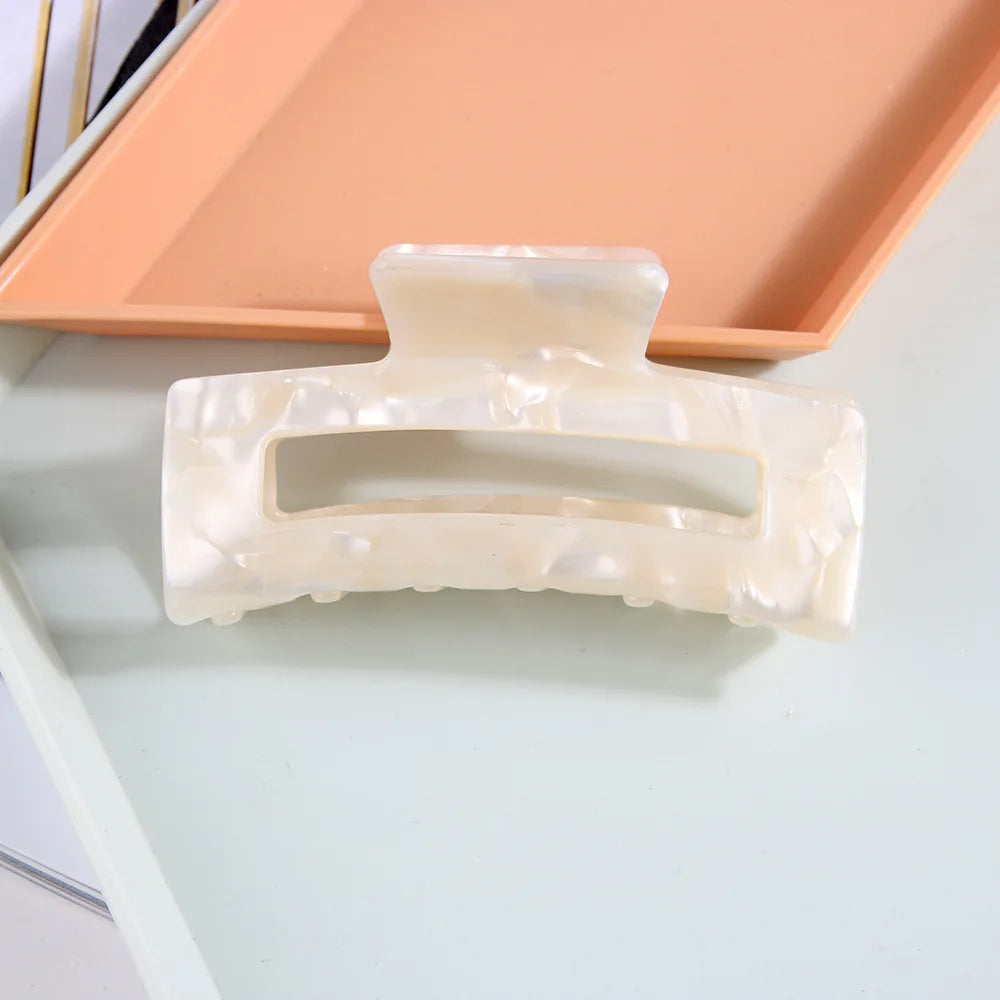 Custom Logo 8cm Jumbo Large Rectangular Tortoiseshell Cellulose Acetate Big Hair Claw Clips for Women