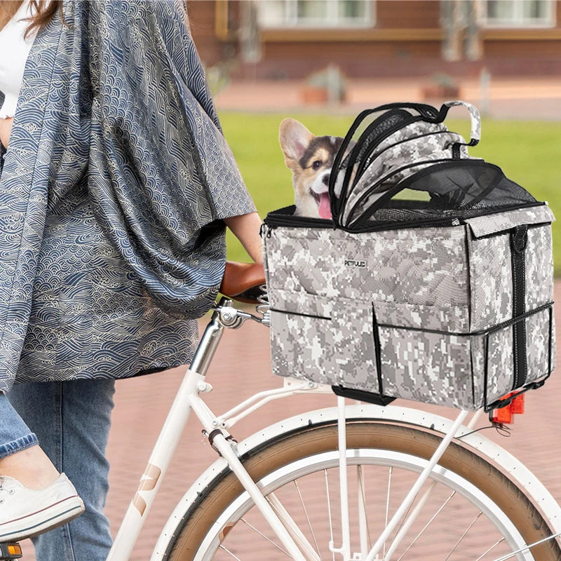 Dog Bike Basket Long Bicycle Rack for Pets Pannier Cycling Rear Bike Riding Bag Portable Crate Basket