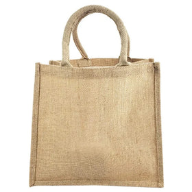 Custom Printed Burlap Handle Promotional Jute Tote Shopping Bag