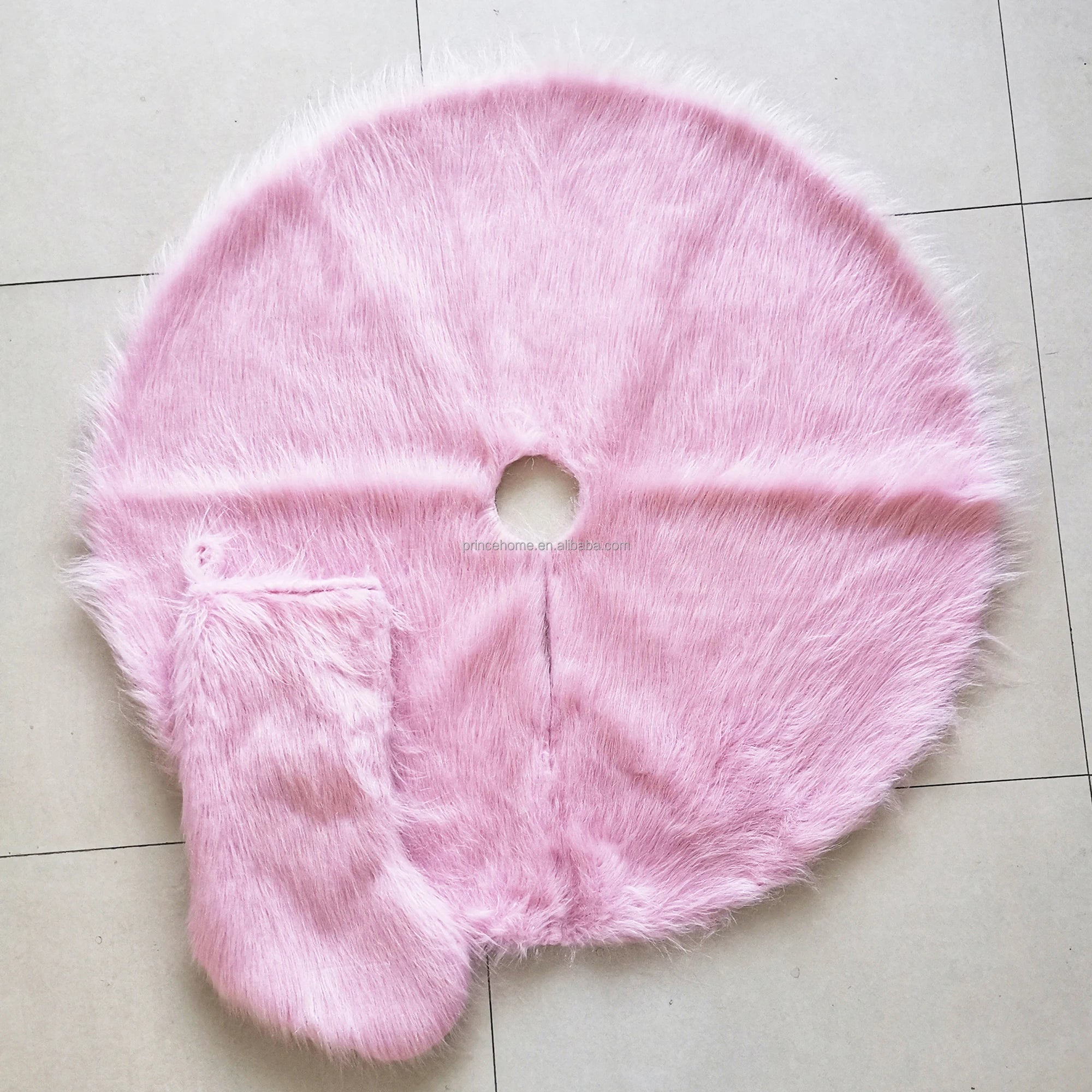 Pink Faux Fur Christmas Tree Skirt Xmas Decoration for Festive Ambiance