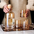 Handmade Crystal Color Glass Carafe Water Pitcher Jug Kettle With Lid