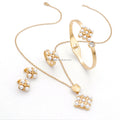 Classic Brand Stainless Steel Bracelet Gold Plated Pearl Stone Luxury Geometric Vintage Jewelry Sets for Women Weddings Gifts