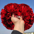 Customized 4/5/6 Inches Metallic Macaron Red Silver Colorful Baton Handles Cheerleading Pom Poms
