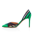 Fashion D'orsay Women Pumps Faux Suede Stiletto Heeled Pointed Toe Mixed Color Party High Heels Pumps
