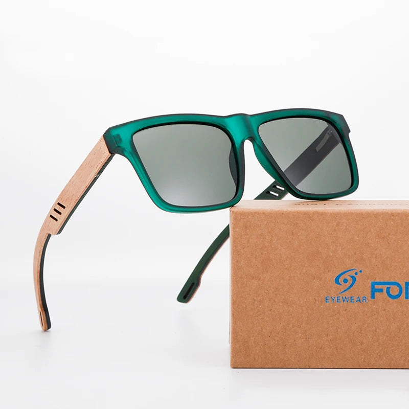 Best Selling Customized LOGO Wholesale ECO-Friendly Skateboard Wooden Polarized PC Wood Sunglasses for Women Men