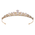 SLBRIDAL Art Deco Crystals Rhinestones Alloy Cubic Zircon Wedding Tiara CZ Bridal Queen Princess Pageant Party Crown Bridesmaids