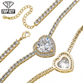 2021 Fashion FB Ins New Arrival Tennis Chain Hip Hop Heart Chain Gold Silver Chain With Gold Plated Necklace