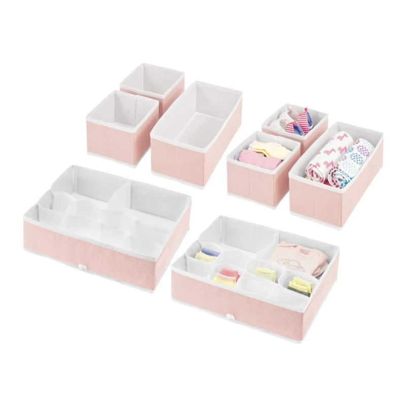 8-Piece Set Fabric Foldable Drawer Divider Organizer for Wardrobe Storage Nursery Bedroom Dresser Closet for Underwear 3 Sizes