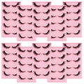 Handmade Synthetic Mink Fox Eye Cat Eye Strip Lashes 5 Pairs 3D Model Natural Style Cruelty-Free Reusable Wholesale Black Glow