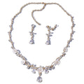 Alloy Zircon Flower Bridal Necklace Earrings Wedding Party Hair Accessories Bridal Hair Jewelry 2 Piece Set