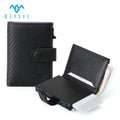 Factory Custom Genuine Leather Carbon Fiber Automatic Pop up Mini Credit Card Holder Wallet