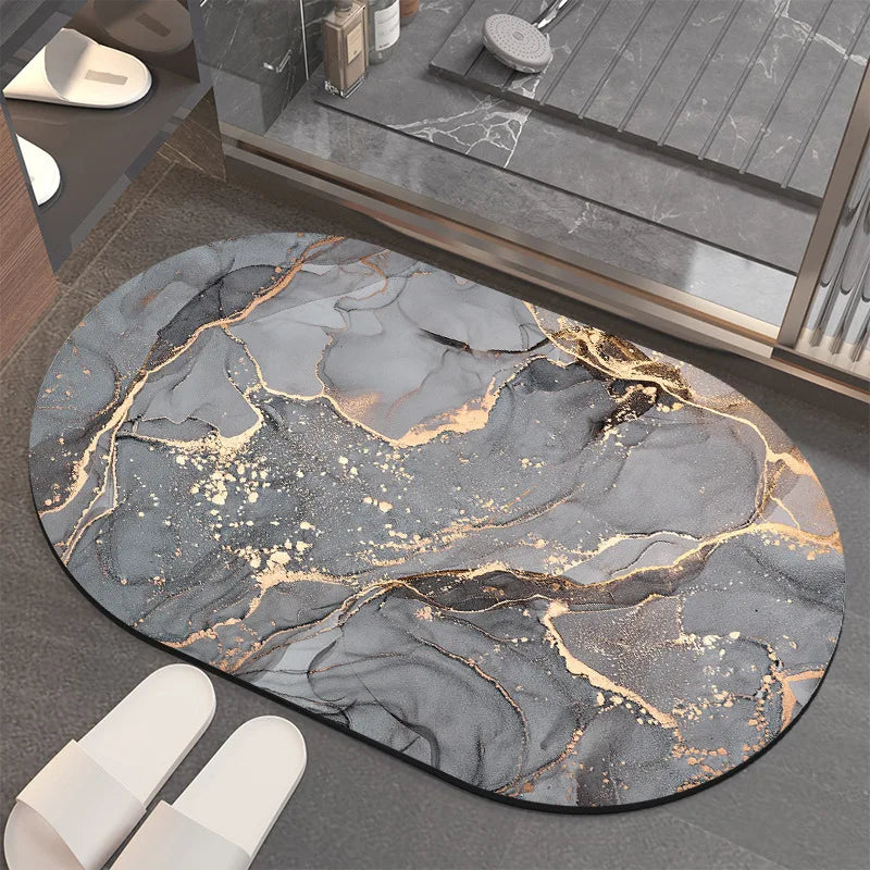 Oval Diatom Mud Soft Comfy Mould Resistant Quick-Dry Non-Slip Bath Mat Quick-Dry Toilet Floor Foot Bath Mat for Bathroom