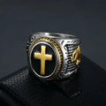 Wholesale Stainless Steel Cross Ring for Men Vintage Christian Jewelry 18K Gold Plating Zircon Waterproof Wedding Gift Fashion