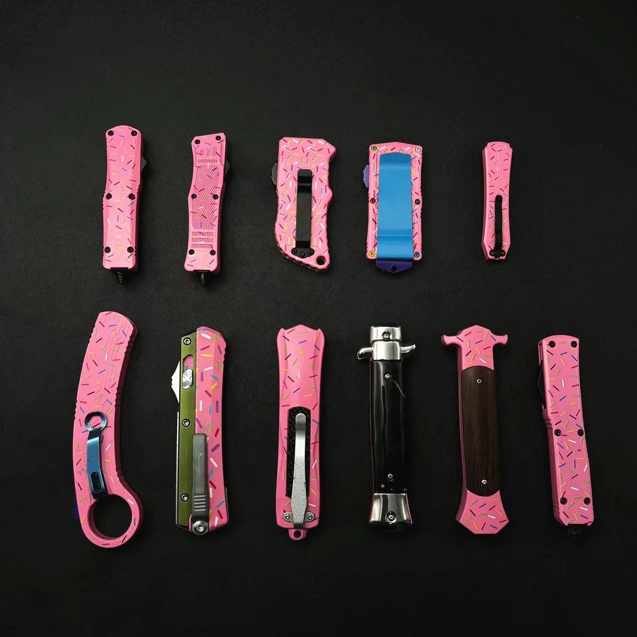 Wednesdays Pink Donut Doughnut Series Camping Knife Handles Belt Clip Kinds Button Only Handle Without Blades by CNC Processing