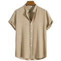 Summer Mens Shirt Top Casual Short Sleeve Hawaiian Shirts Stand Collar Cool Thin Shirt Male Streetwear