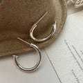 Fine Jewelry Hypoallergenic Earring 925 Sterling Silver 20mm Basic C Shape Hoop Earring for Women