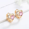 Hot Selling Jewelry 18K Gold Plated Brass Cubic Zirconia Cute Colorful Heart Shaped Drop Dangle Earrings