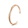 Unique Design Mirror Polished Crystal Rhinestones Slide Stainless Steel Cuff Bangle Bracelet for Women
