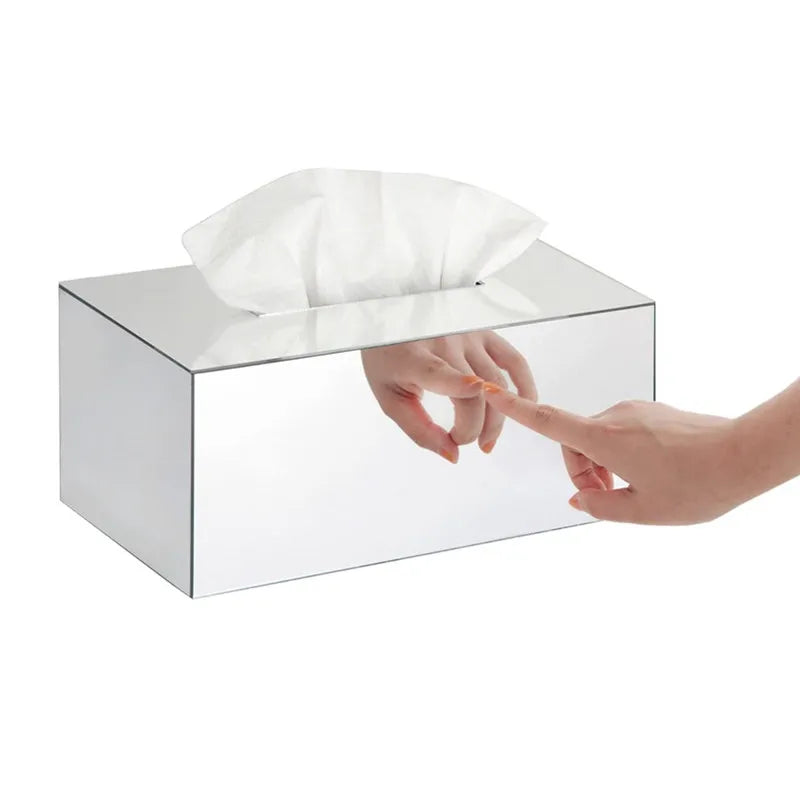 Custom Acrylic Tissue Box Rectangular Mirror Tissue Box Storage Box 9.53 X 5.63 X 4.33 Inches