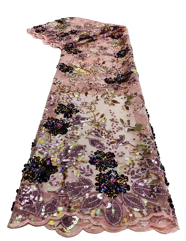 Hot Sale French Mesh Net Lace Bridal Wedding Dress With Tessuto Da Ricamo Di Paillettes African Senegal Glitter Fabric