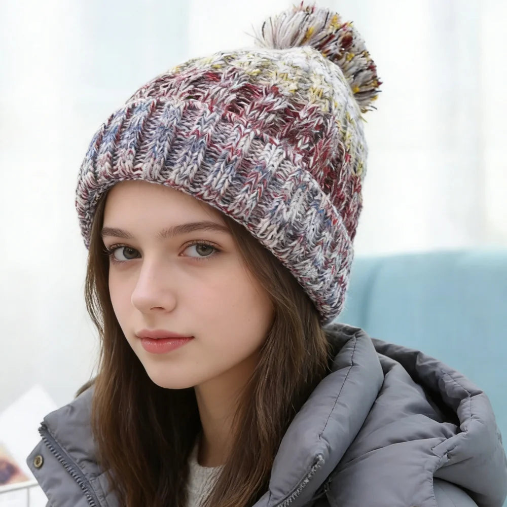 Custom Logo Cute Knitted Warm Fashion Winter Design for Girls Daily Outdoor Wear Beanie Hat