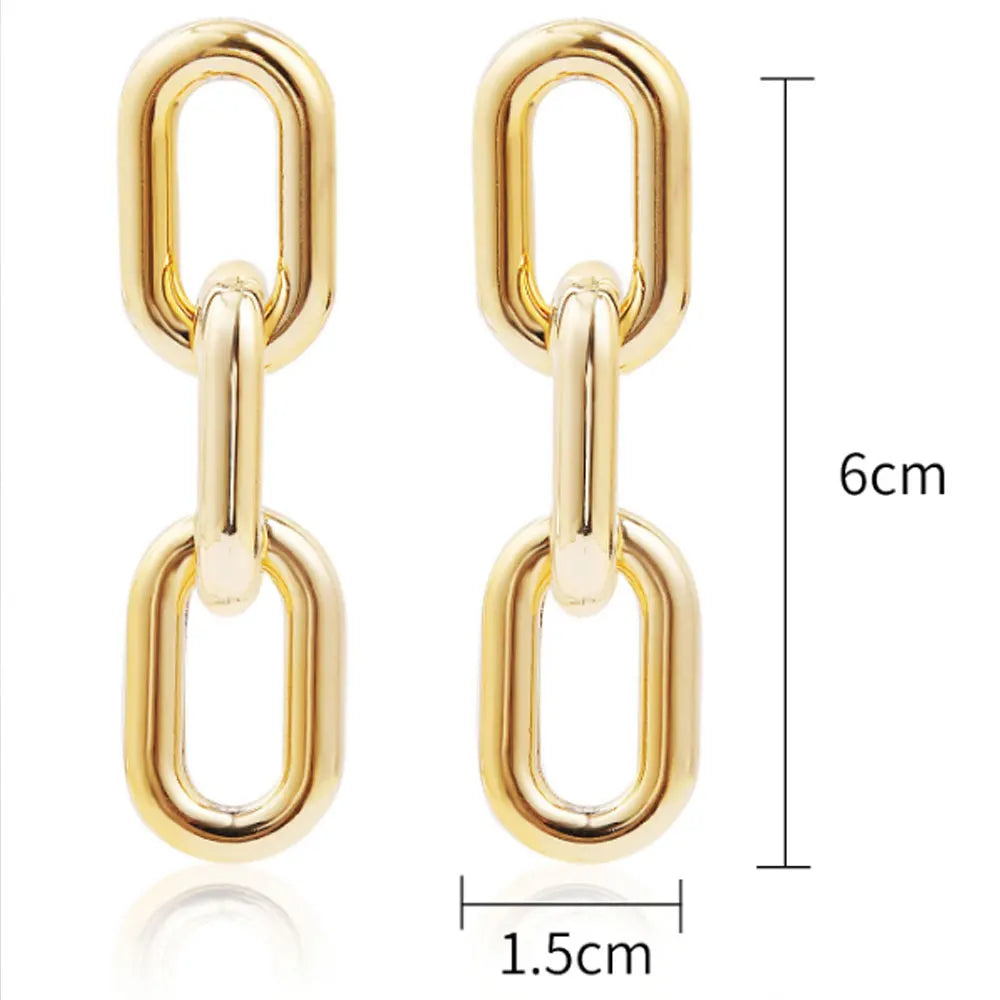 Wholesale Brass Alloy Gold Color Women Chunky Very Long Chain Link Dress Earring Jewelry