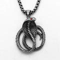 Hip Hop Punk Jewelry Snake Necklace Stainless Steel Red Zircon Charm Snake Pendant Necklace