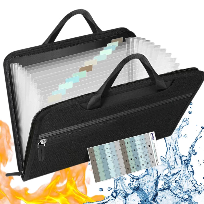 Water-Resistant Fireproof Fiberglass Document Holder Expanding File Folder Important Documents Pocket Money Document Bag Filing