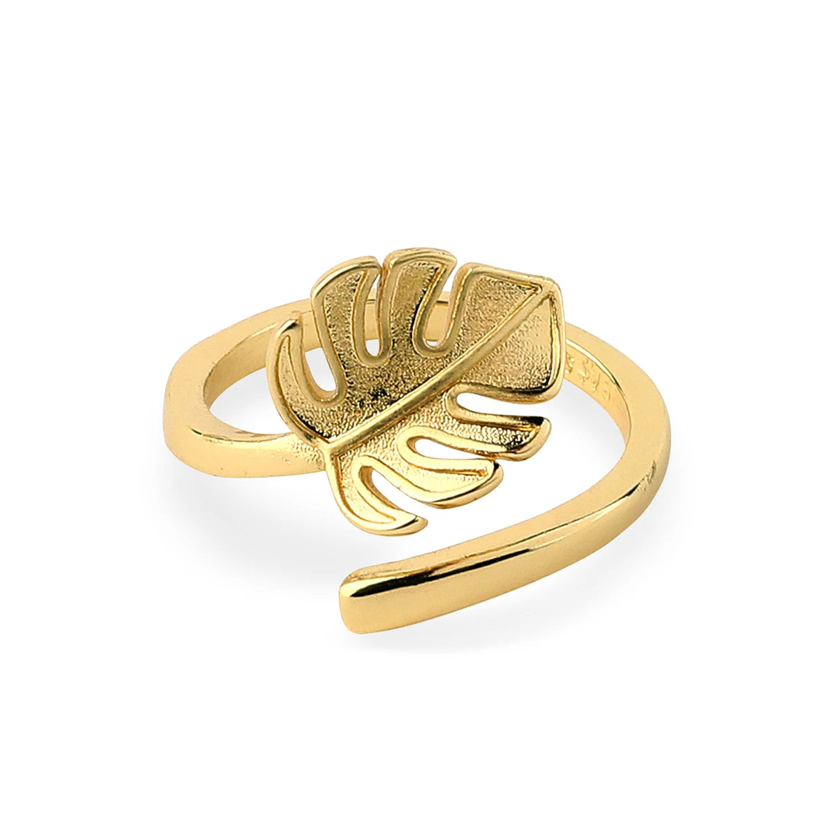 Hawaii Jewelry Wholesale Fine Jewelry Rings  Adjustable Cute Gold and Silver 925  Stamped Monstera Leaf Rings Jewelry Women