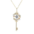 Factory Gold Plated Flowers Key Pendant Insert 6*8MM VVS1 GRA Moissanite Pearl Jewelry Fine 925 Silver Chokers Necklaces