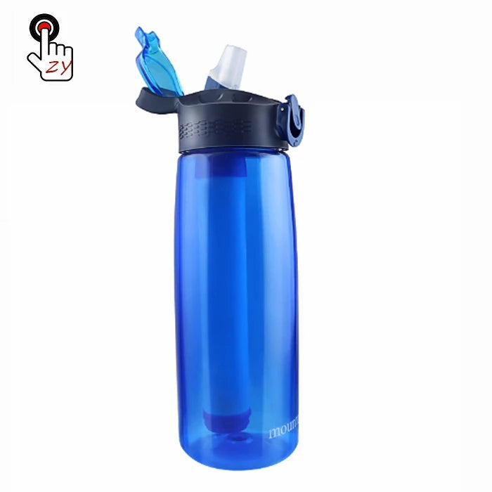Backpacking Water Filter Water Personal Purifier Filter Bottle with Straw Carbon Filter Drink Bottle Camping Hiking