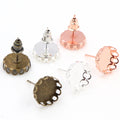 20pcs 10/12/14/16mm Earring Studs Earrings Blank BaseFit 10-16mm Glass Cabochons Earring Bezel Trays DIY Supplies
