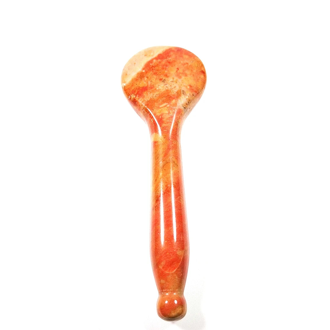 Huiying Chinese Traditional Spoon Massager Natural Facial Jade Mookaite jasper Gua Sha Scraping Massage Tool