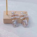 Women's S925 Silver Gold Plated AAAA Grade Freshwater Pearl Stud Earrings Allergy Resistant Baroque Pearl Jewelry