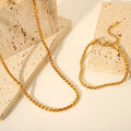 New Arrival 18K Gold Plated Stainless Steel Classic Chain Necklace Bracelet Jewelry Set for Women Men
