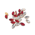Wholesale 9*18mm Red Glass Crystal Navette Glue-On Rhinestone for Nail Art Shoes Bags Garment & Clothes
