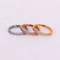 18K Gold Plated Crystal Rhinestone Channel Set Round Stainless Steel Orthodox IGI Certified Classic Style Women's Wedding Bands
