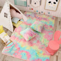 Rainbow Color Soft Area Rugs Fluffy Living Room Large Carpet Bedside Rug for Kids Room