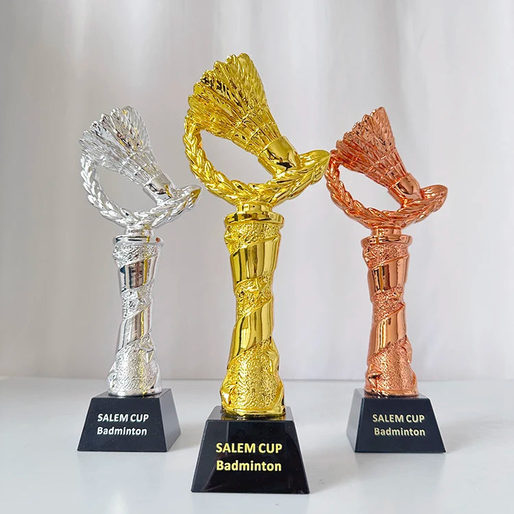 Gold Silver Bronze Resin Badminton Crystal Trophy Award MH-NJ0516