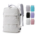 Unisex Quilted Waterproof Oxford Backpack with USB Charging Port & Insulated Shoes Compartment