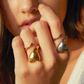 Vintage Personalized Heart 18K Gold Plated Stainless Steel Rings Fashion Jewelry