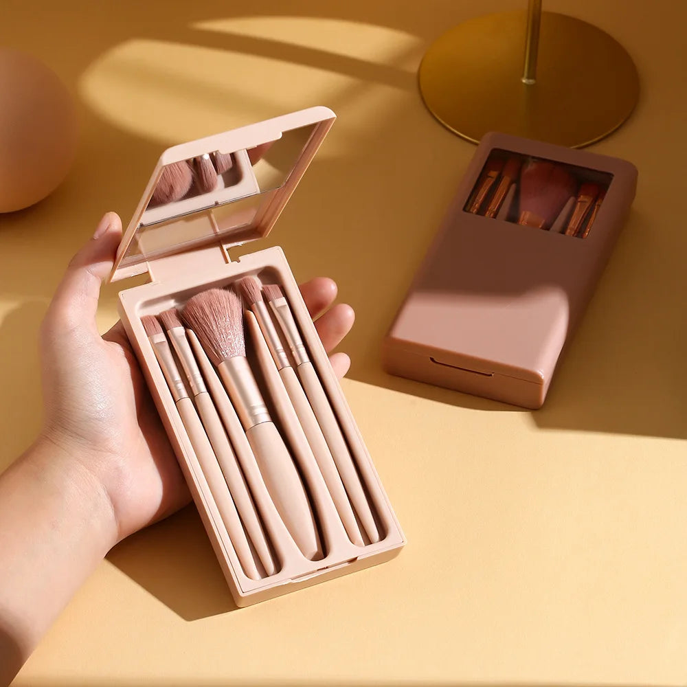 Hot Sale ABS Mini Travel case Makeup Brush Set Mirror Personalized Synthetic Mini Make up Brushes Kit Professional Makeup Sets