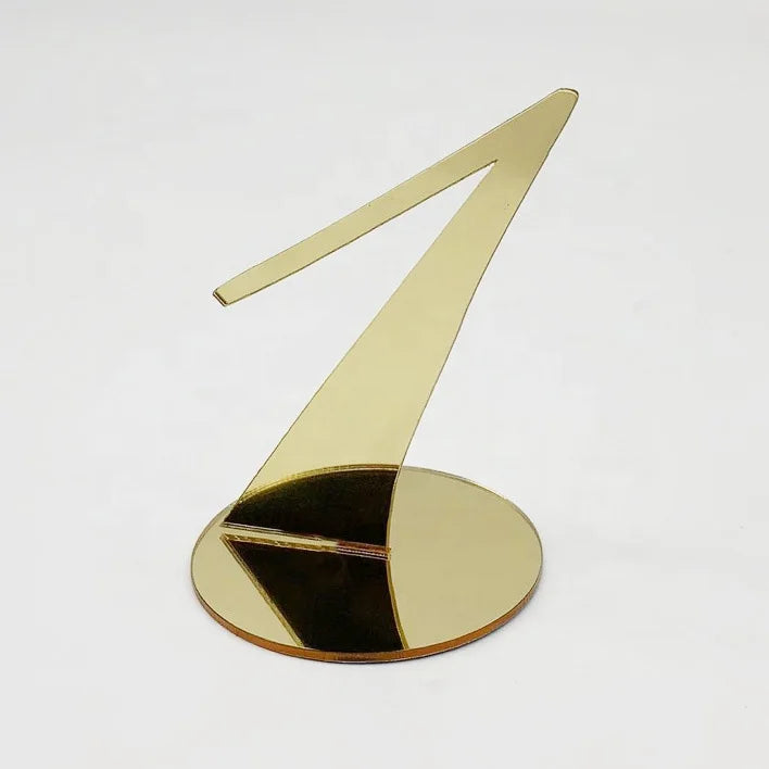 2026 Custom Gold / Silver Mirror Acrylic (Not Metallic) Wedding Standing Table Cards with Laser Cut Different Numbers MegaBDM