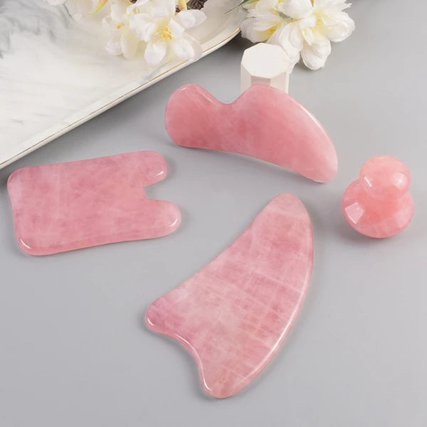 DIY Body Rose Quartz Jade Stone Gua Sha Scraping Massage Board Tool Set