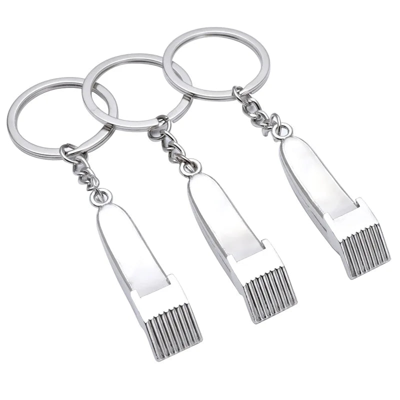 Creative Simulation Barber Hair Clipper Barber Shop Gift Alloy Metal Key Chain Male and Female Personality Pendant Custom logo
