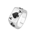 Punk Gothic Titanium Steel Rings Mens Magician Ace of Spades Poker Rings Mens Womens