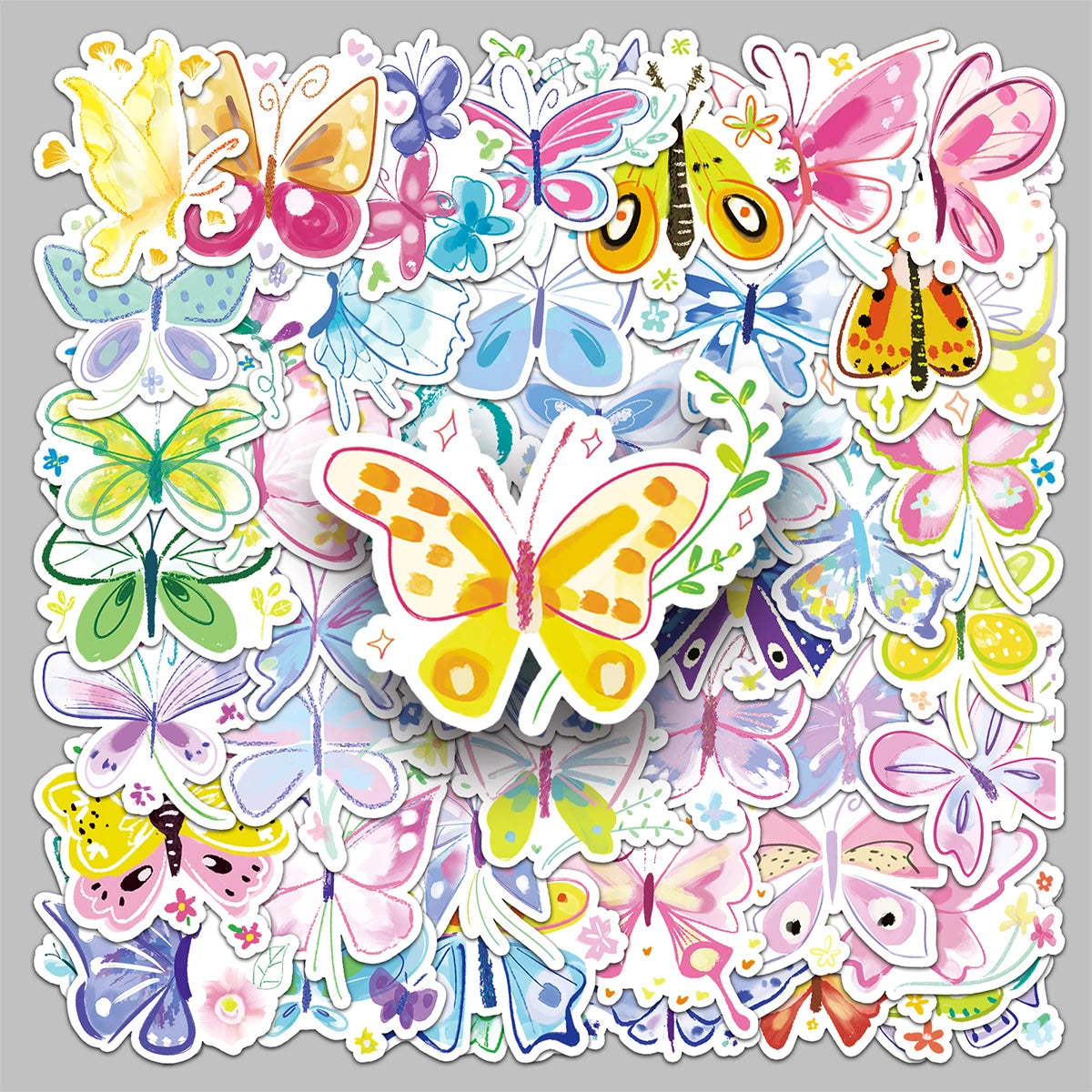 50PCS Factory-sold Phone Case Stickers Custom PVC Beautiful Original Doodle Butterfly Stickers