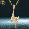 Jewelry Wholesale Simple Fashion Design Rapper Jewelry Brass Zircon Diamond Hip Hop Lightning Pendant Necklace